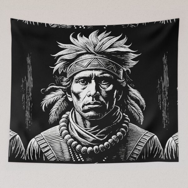 Item preview, Warrior Indian Figures Detailed Spiritual Illustrations Colorful Art designed and sold by ART ATTACK ZONE.