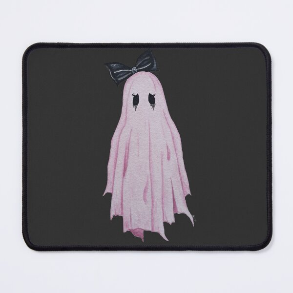 Item preview, Sad Pink Ghost with Black Bow designed and sold by sarahsophieartistry.