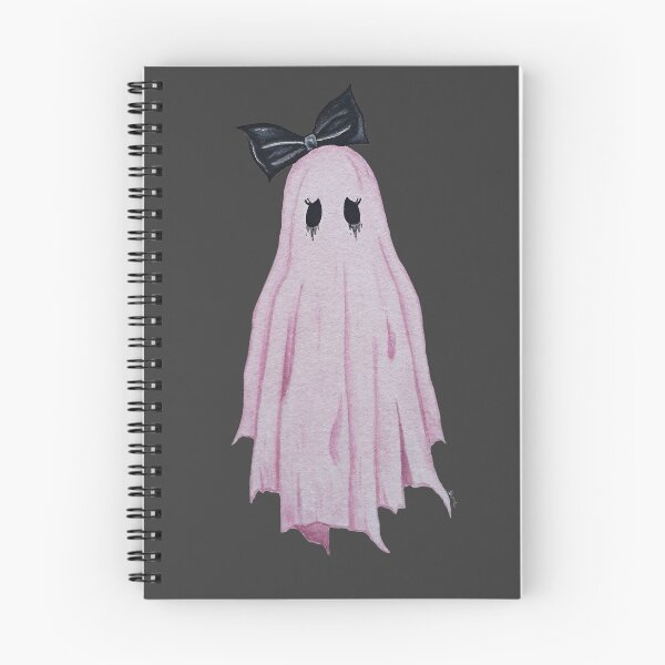 Item preview, Sad Pink Ghost with Black Bow designed and sold by sarahsophieartistry.