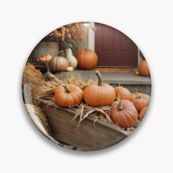 Item preview, Festive Fall Porch with Pumpkins, Cornstalks & Autumn Foliage designed and sold by Jade Ado.