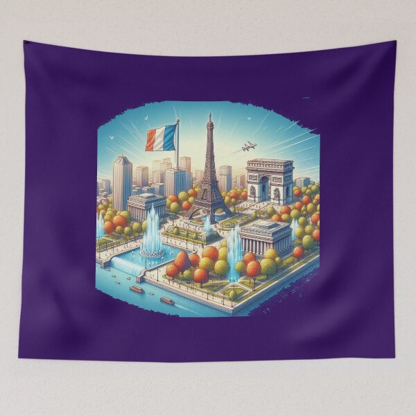 Item preview, Modern Squares in France 3D Cute Sketch with French Flag,  designed and sold by PaintMeWorld.