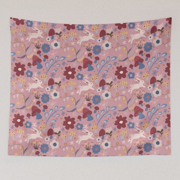 Item preview, Bunny mushroom cottagecore pattern designed and sold by Cosmiaart.