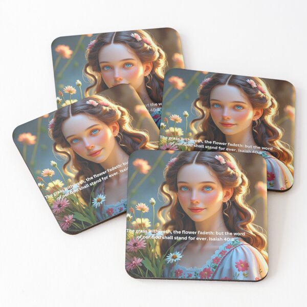 Item preview, Christian vintage art of a woman holding w flower designed and sold by Bekadesignart.