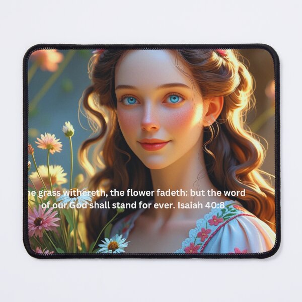 Item preview, Christian vintage art of a woman holding w flower designed and sold by Bekadesignart.