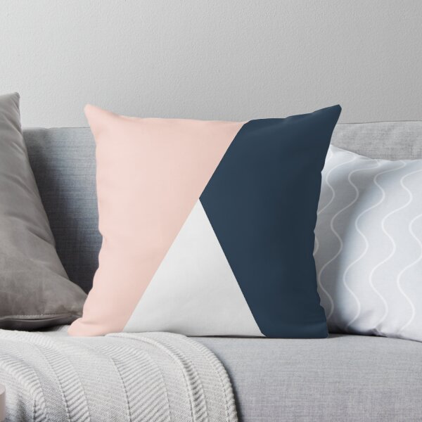Modern geometric blush pink & navy blue  Throw Pillow