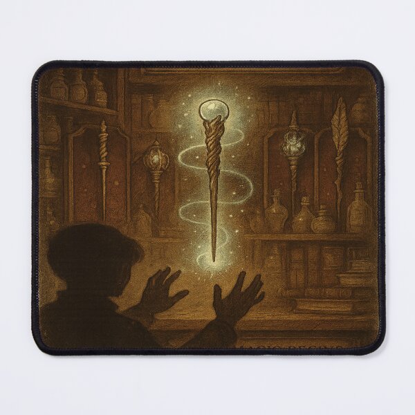 Item preview, The Wand Chooses the Wizard – Magical Wand Shop Poster designed and sold by Trendiihub.