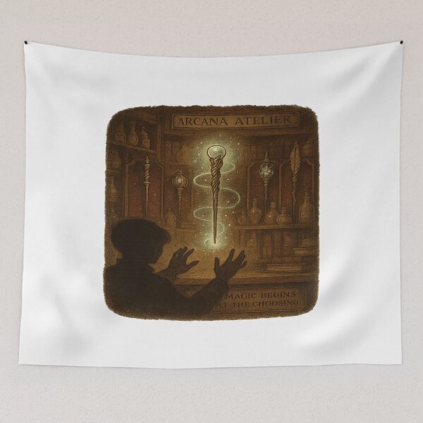 Item preview, The Wand Chooses the Wizard – Magical Wand Shop Poster designed and sold by Trendiihub.