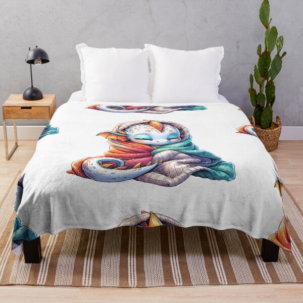 Item preview, Cozy Kawaii Dragon – Cute Baby Dragon Wrapped in Blanket designed and sold by mybunnyparadise.