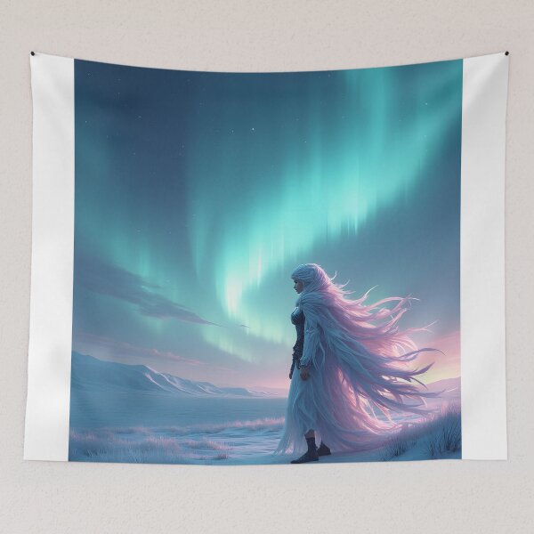 Item preview, Ethereal Wanderer Beneath the Northern Lights designed and sold by oanaunciuleanu.