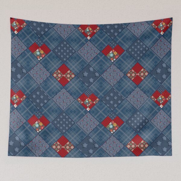 Item preview, Denim patchwork. Digital design. designed and sold by fuzzyfox.