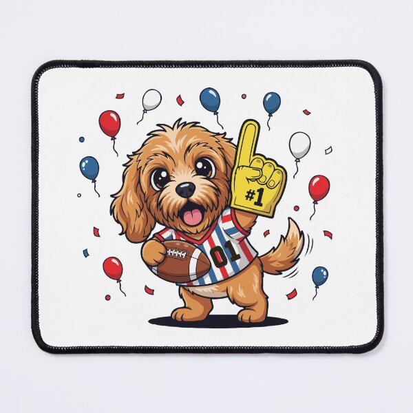 Item preview, Game Day Cockapoo Puppy – Cute Football Dog Fan designed and sold by The Real Life Symphony.