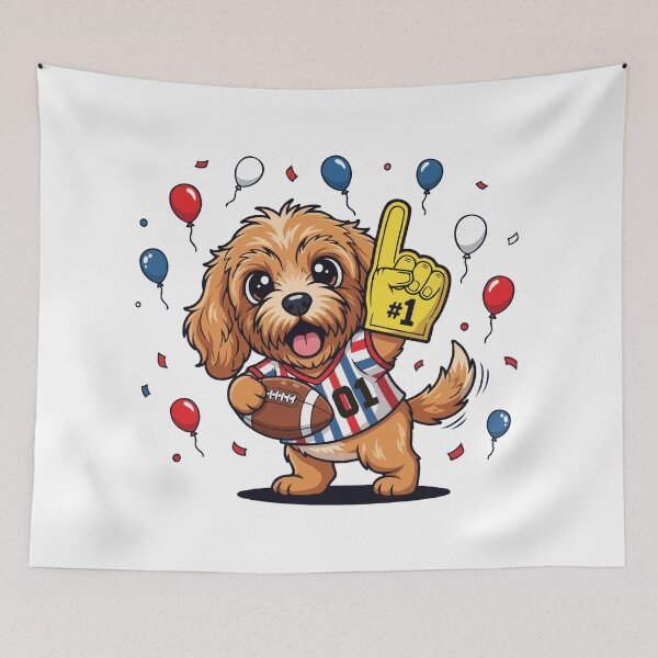 Item preview, Game Day Cockapoo Puppy – Cute Football Dog Fan designed and sold by The Real Life Symphony.