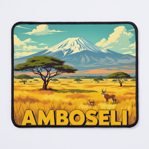 Item preview, Amboseli National Park: Vintage-Style Painterly Travel Poster designed and sold by LSVart.