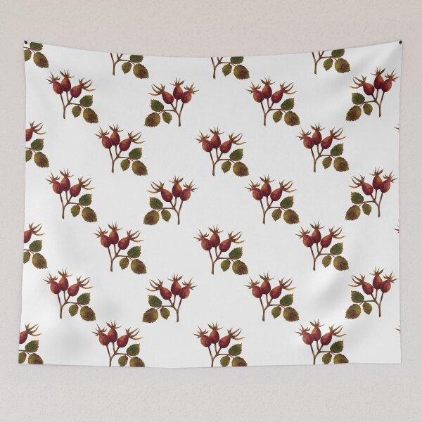 Item preview, Seamless delicate watercolor pattern with red rose hips on a white background designed and sold by Grin Katalina Floral Patterns & Cozy Art.