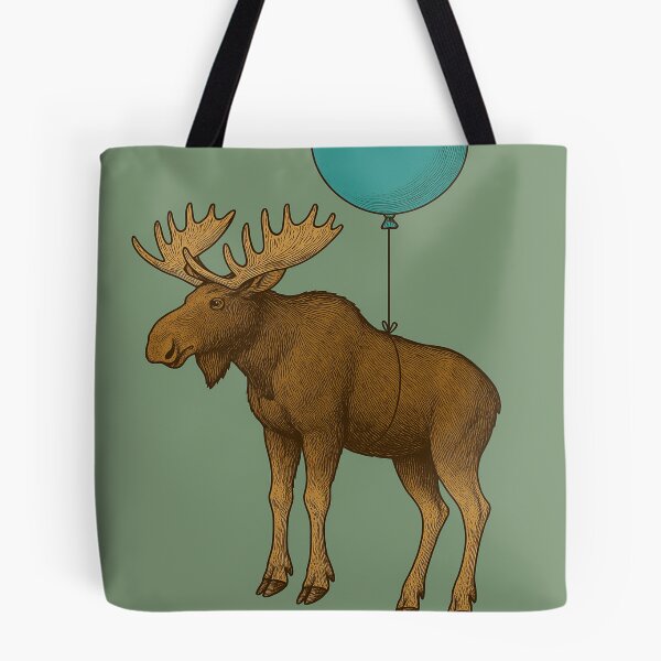 Item preview, Moose with Balloon – Whimsical Animal Illustration designed and sold by TringTringCards.