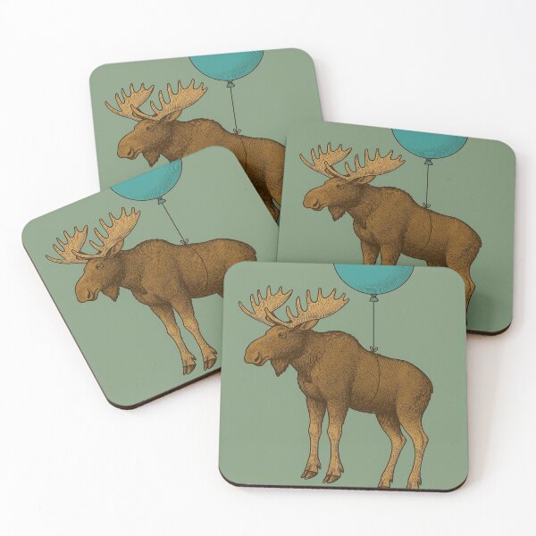 Item preview, Moose with Balloon – Whimsical Animal Illustration designed and sold by TringTringCards.