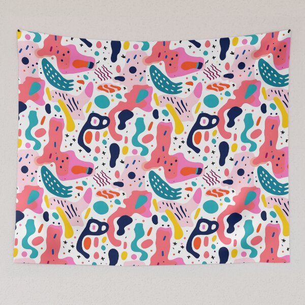 Item preview, Abstract colourful doodle seamless patterns designed and sold by weirdcorner.