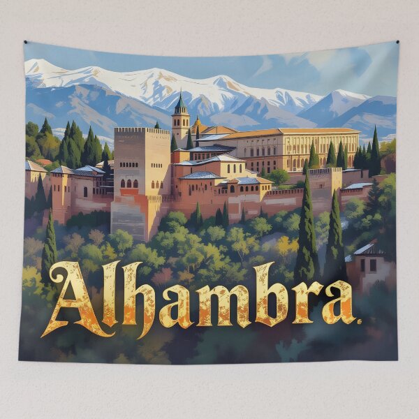 Item preview, Alhambra: Vintage-Style Painterly Travel Poster designed and sold by LSVart.