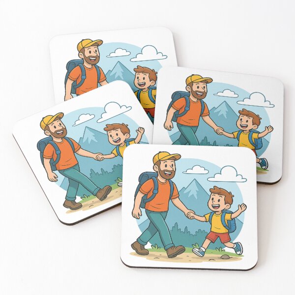 Item preview, Father & Son Hiking Adventure Cartoon designed and sold by Design Express.