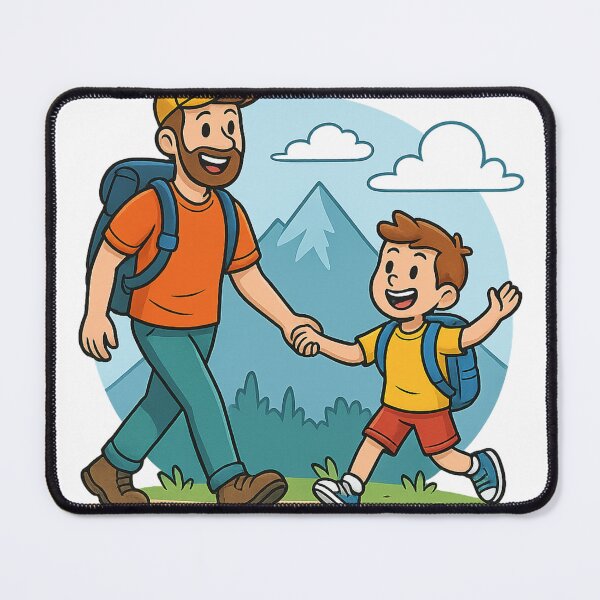 Item preview, Father & Son Hiking Adventure Cartoon designed and sold by Design Express.