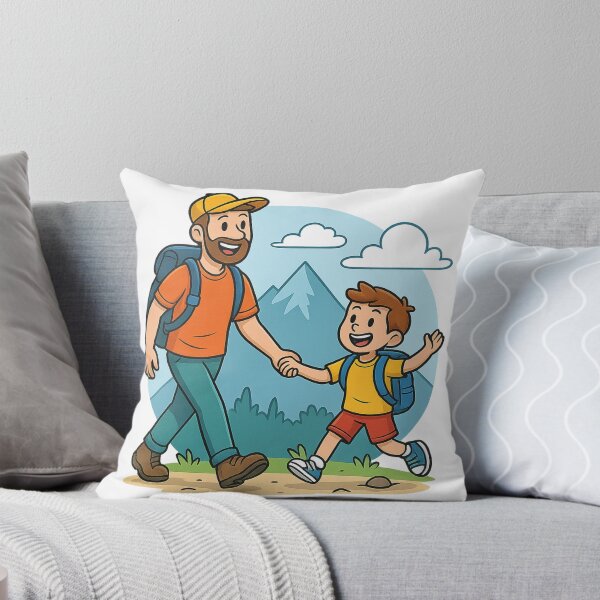 Item preview, Father & Son Hiking Adventure Cartoon designed and sold by Design Express.