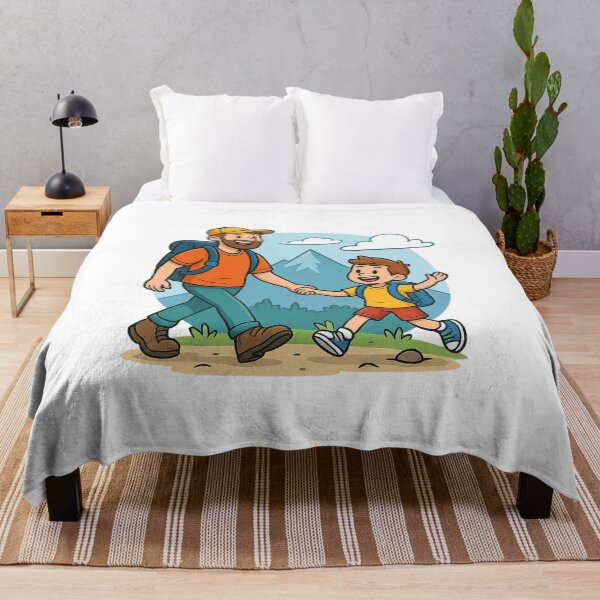Item preview, Father & Son Hiking Adventure Cartoon designed and sold by Design Express.
