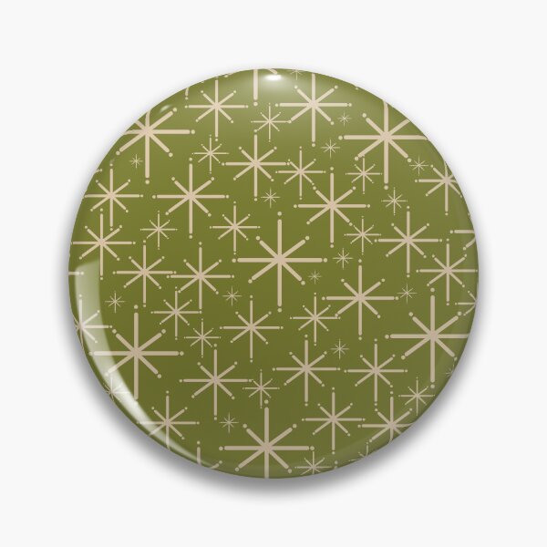 Item preview, Retro Atomic Twinkling Starburst Pattern in Midcentury Modern Olive Green and Beige designed and sold by kierkegaard.