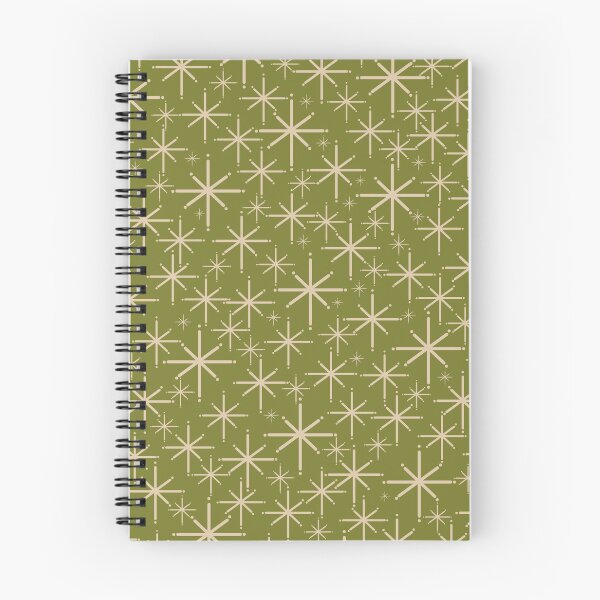 Item preview, Retro Atomic Twinkling Starburst Pattern in Midcentury Modern Olive Green and Beige designed and sold by kierkegaard.