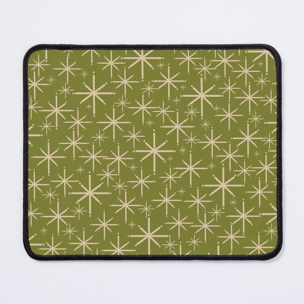 Item preview, Retro Atomic Twinkling Starburst Pattern in Midcentury Modern Olive Green and Beige designed and sold by kierkegaard.