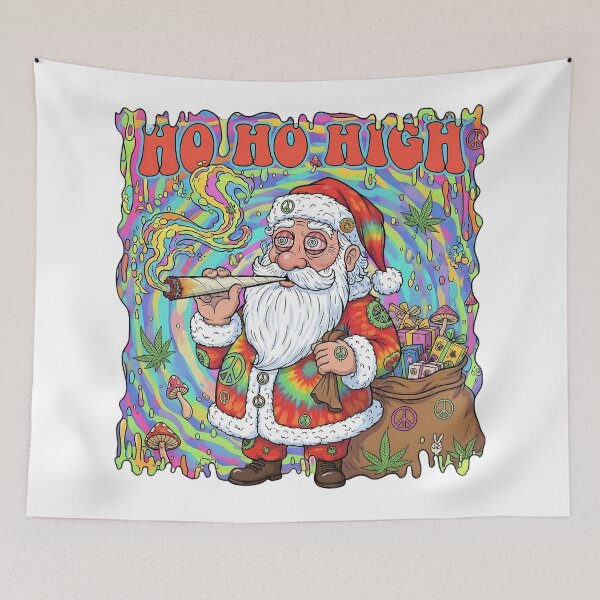 Aperçu de l'œuvre Ho Ho High Trippy Santa Stoner Noël créée et vendue par SkullTroops.