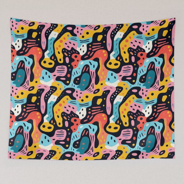 Item preview, Abstract colourful doodle seamless patterns designed and sold by weirdcorner.