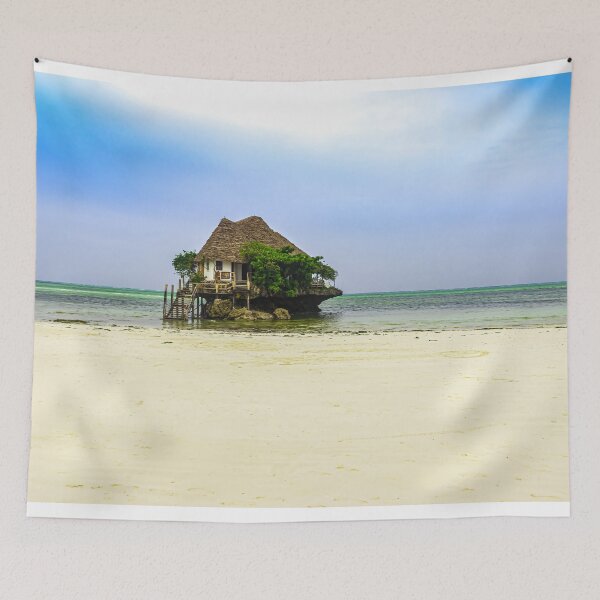 Item preview, The Rock restaurant Zanzibar ocean view photography print designed and sold by Amanda's Factory.