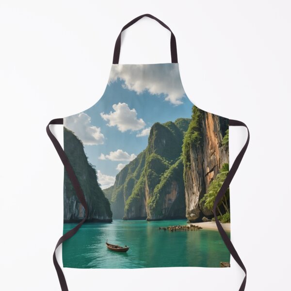 Item preview, Tropical Cliffside Escape with Long-Tail Boat and Turquoise Waters designed and sold by Vida e Arte.