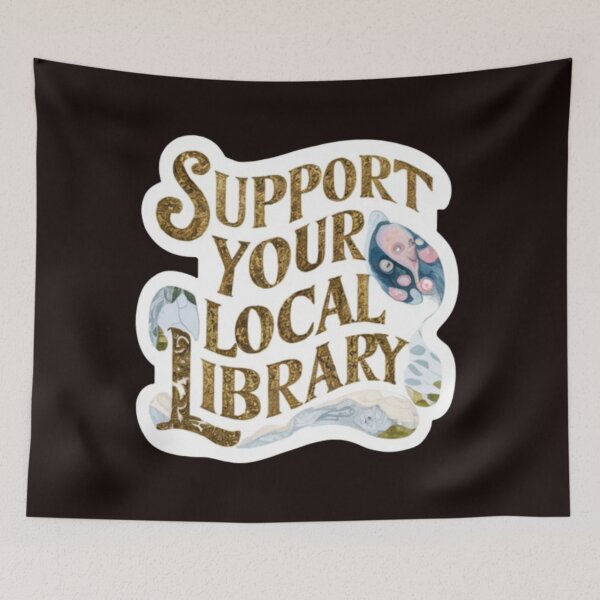 Item preview, Support Your Local Library Books Reading Librarian Board Draw Golden Yellew Color 001 designed and sold by sadedream.