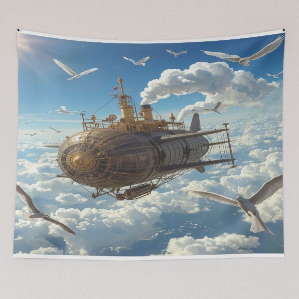 Item preview, Steampunk Airship Above the Clouds designed and sold by DreamistStore.