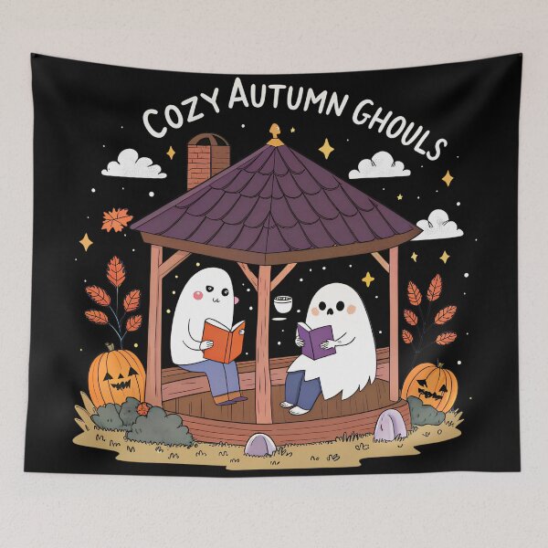 Item preview, Cozy Autumn Ghouls – Cute Ghosts in Gazebo Halloween Night Tee designed and sold by VividOrganica.
