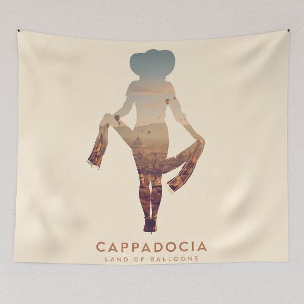 Item preview, Cappadocia Vintage Travel Poster – Hot Air Balloons & Fairy Chimneys designed and sold by Ceemko's Vintage Corner.