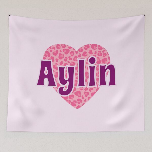 Item preview, Aylin Name Pink Leopard Heart  designed and sold by Jeallan Designs.
