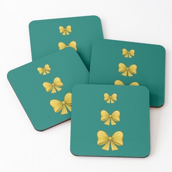 Item preview, Yellow bows on a dark turquoise background designed and sold by Cherevan.