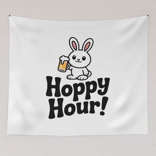 Item preview, Hoppy Hour! Cute Rabbit Pun designed and sold by PMCreative.