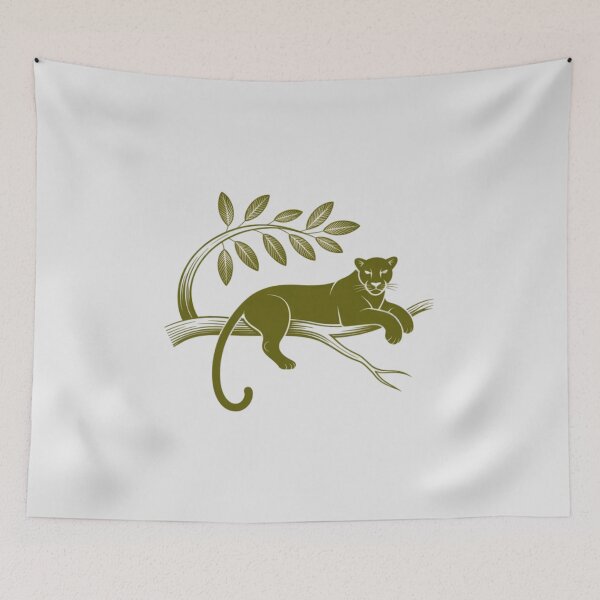 Item preview,  A panther is resting calmly on a curved tree branch  designed and sold by 123ks.