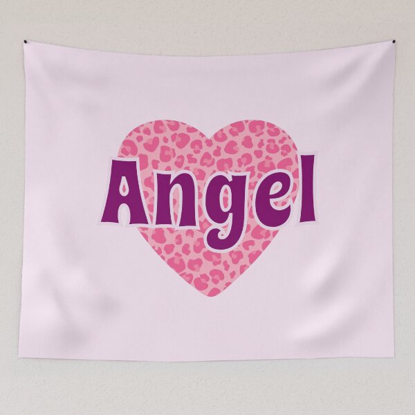 Item preview, Angel Name Pink Leopard Heart  designed and sold by Jeallan Designs.