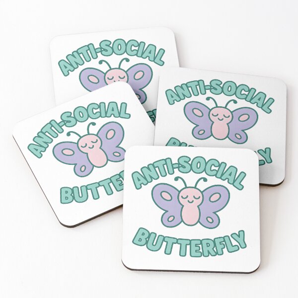 Item preview, Anti-Social Butterfly – cute pastel introvert monarch designed and sold by Tommy's Arts.
