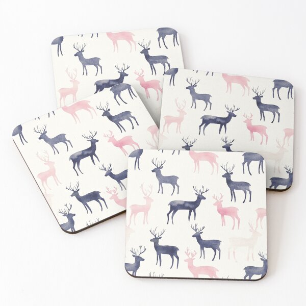 Item preview, Blue Pink Winter Deer Watercolor All Over designed and sold by Feeling Artsy.