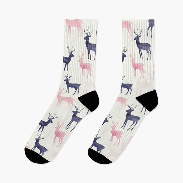 Item preview, Blue Pink Winter Deer Watercolor All Over designed and sold by Feeling Artsy.
