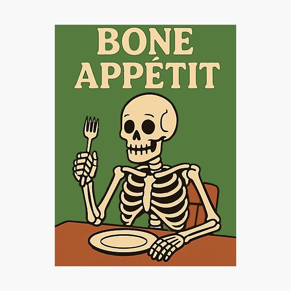 Item preview, Bone Appétit – Funny Skeleton Cartoon Design designed and sold by MythoWorldddd.