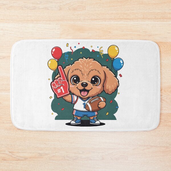 Item preview, Game Day Teacup Poodle Puppy – Cute Football Dog Fan designed and sold by The Real Life Symphony.