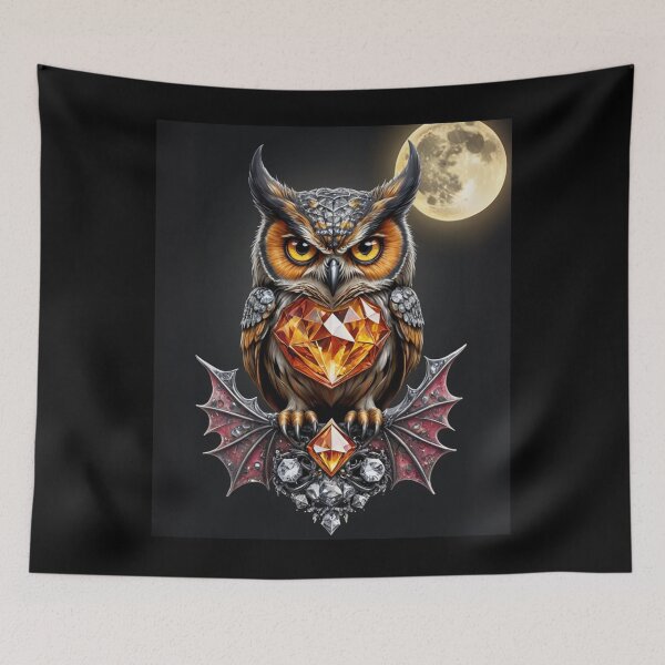 Item preview, Gothic Crystal Heart Owl - Guardian of the Night designed and sold by CamillaCreation.