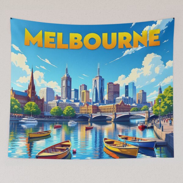 Item preview, Melbourne, Australia: Vintage-Style Painterly Travel Poster designed and sold by LSVart.
