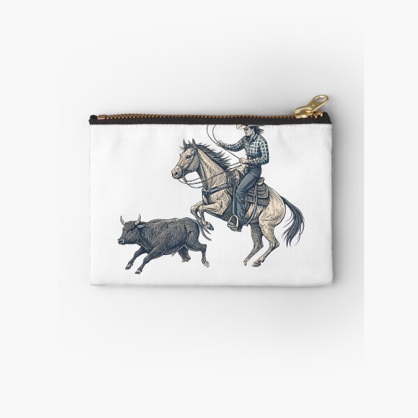 Item preview, Cutting Horse Rodeo – Dynamic Western Line Art Cowboy & Steer Design designed and sold by VividOrganica.